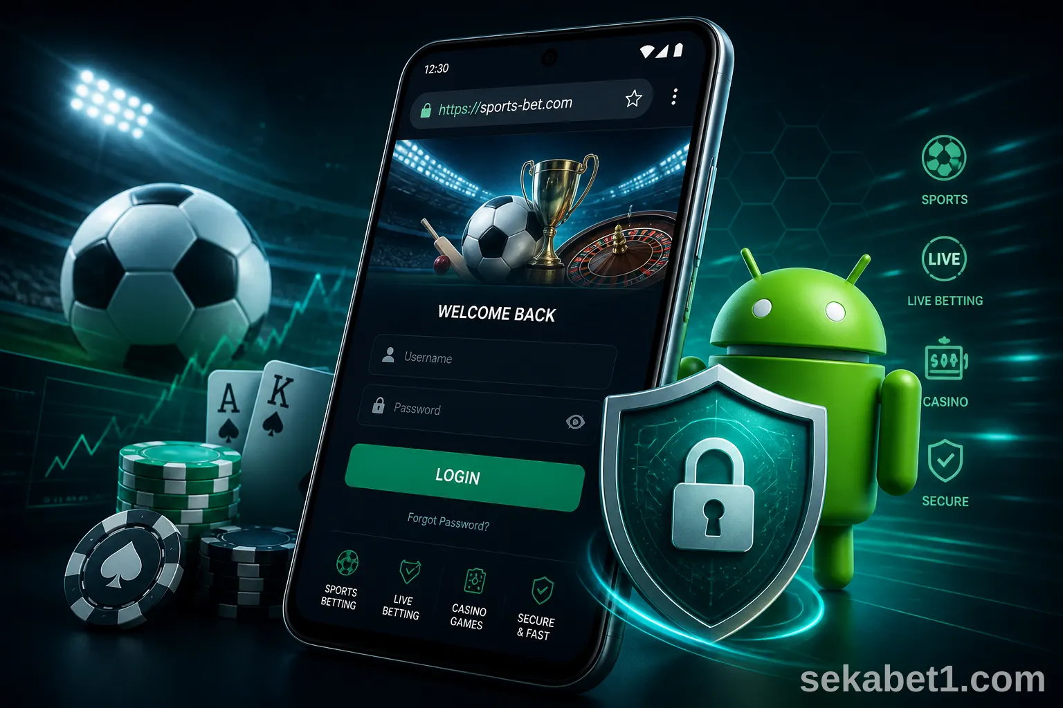 Sekabet Android giriş akıllı telefon illüstrasyonu