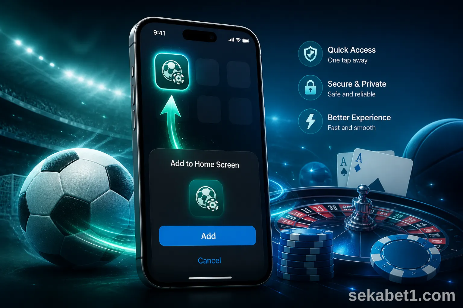 Sekabet iOS giriş ana ekran kısayolu illüstrasyonu