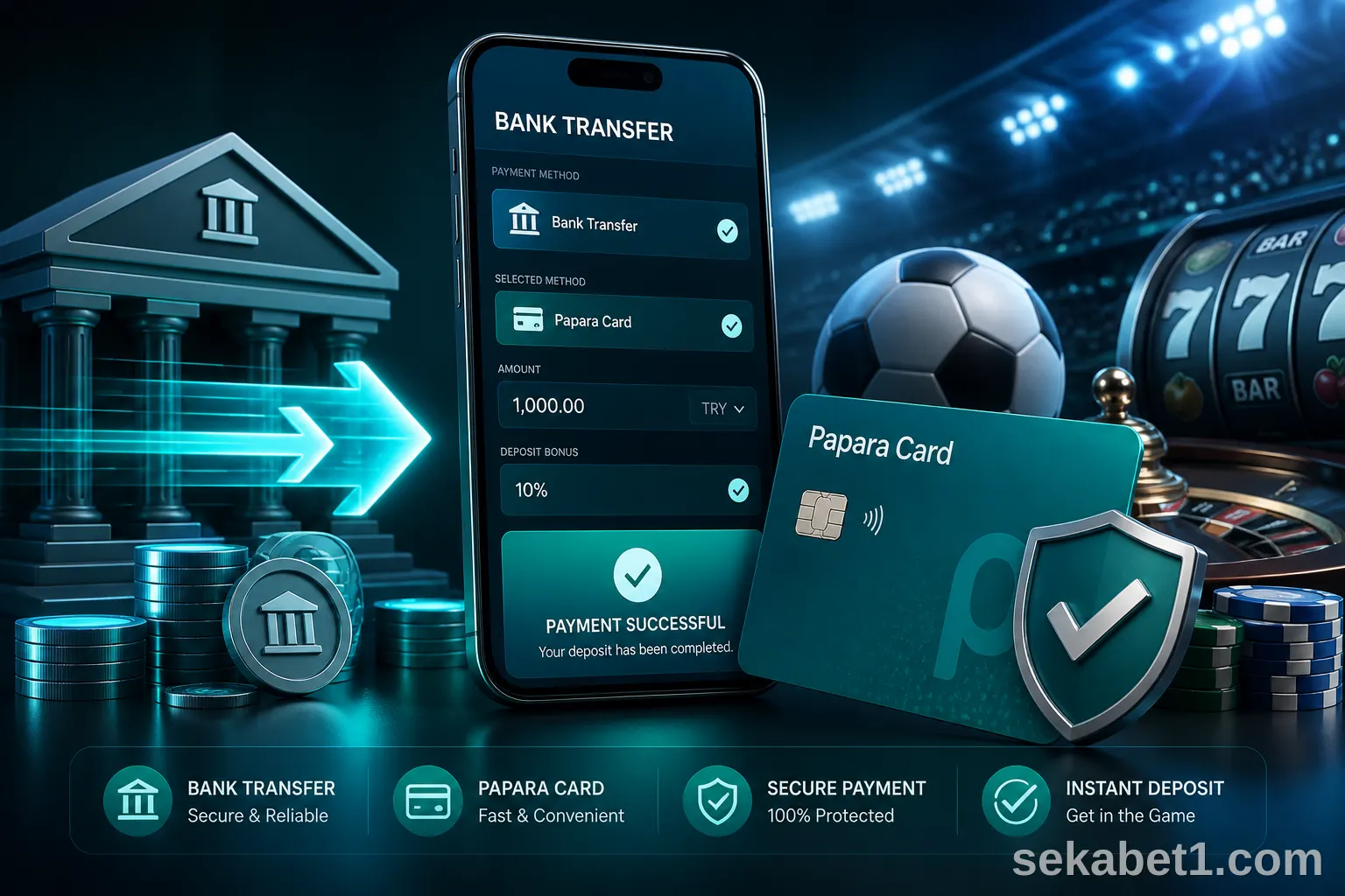 Sekabet para yatırma Papara ve güvenli ödeme illüstrasyonu